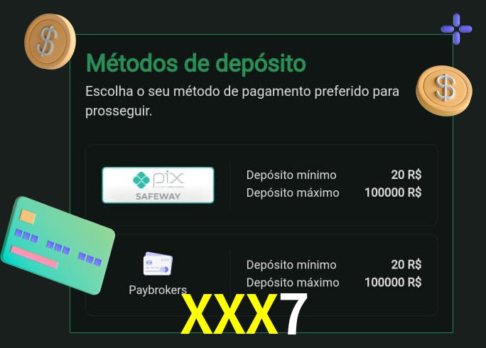 O cassino XXX7 oferece uma grande variedade de métodos de pagamento